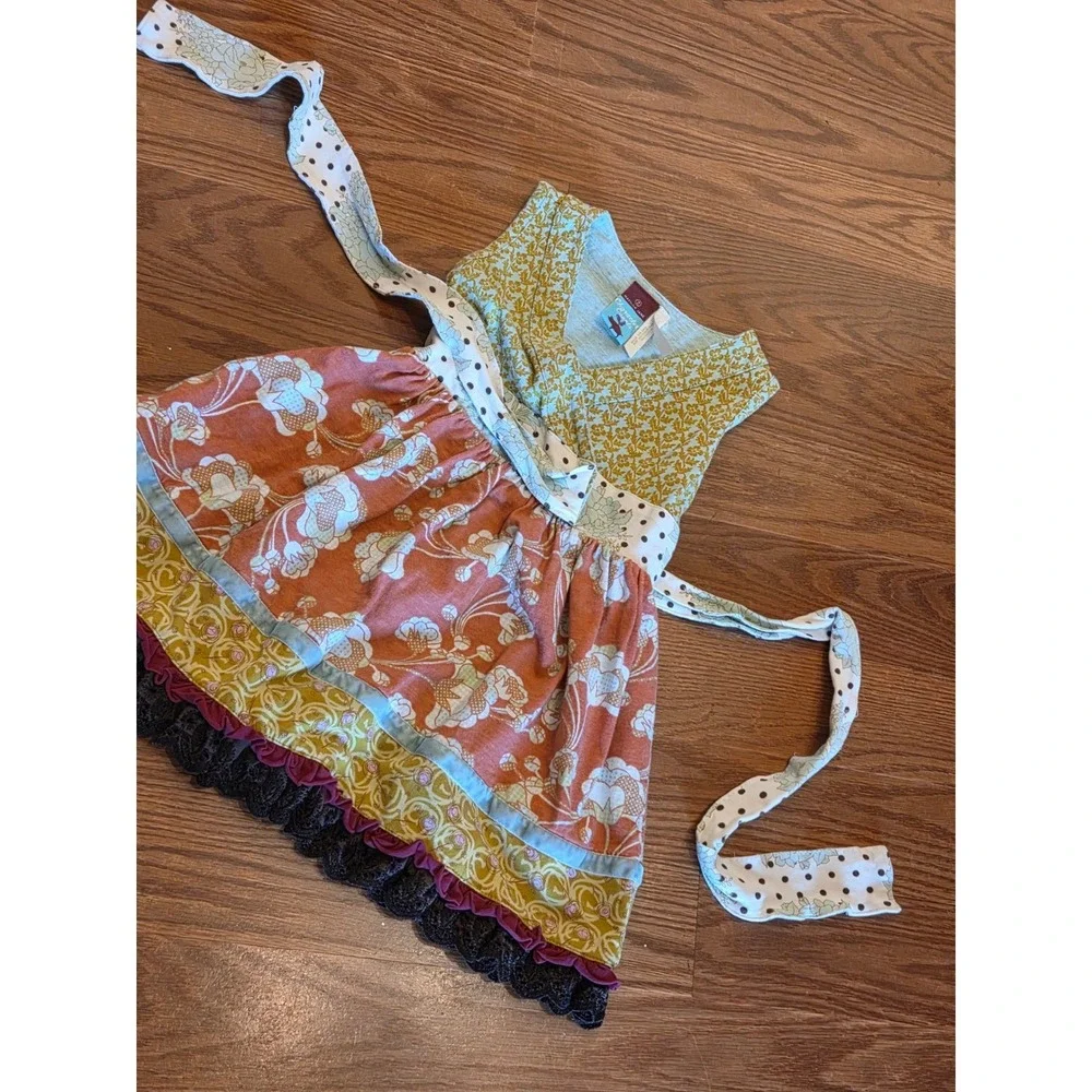 Matilda Jane Character Counts Girls Mixed Floral Tiered Ruffle Knot Dress Size 2